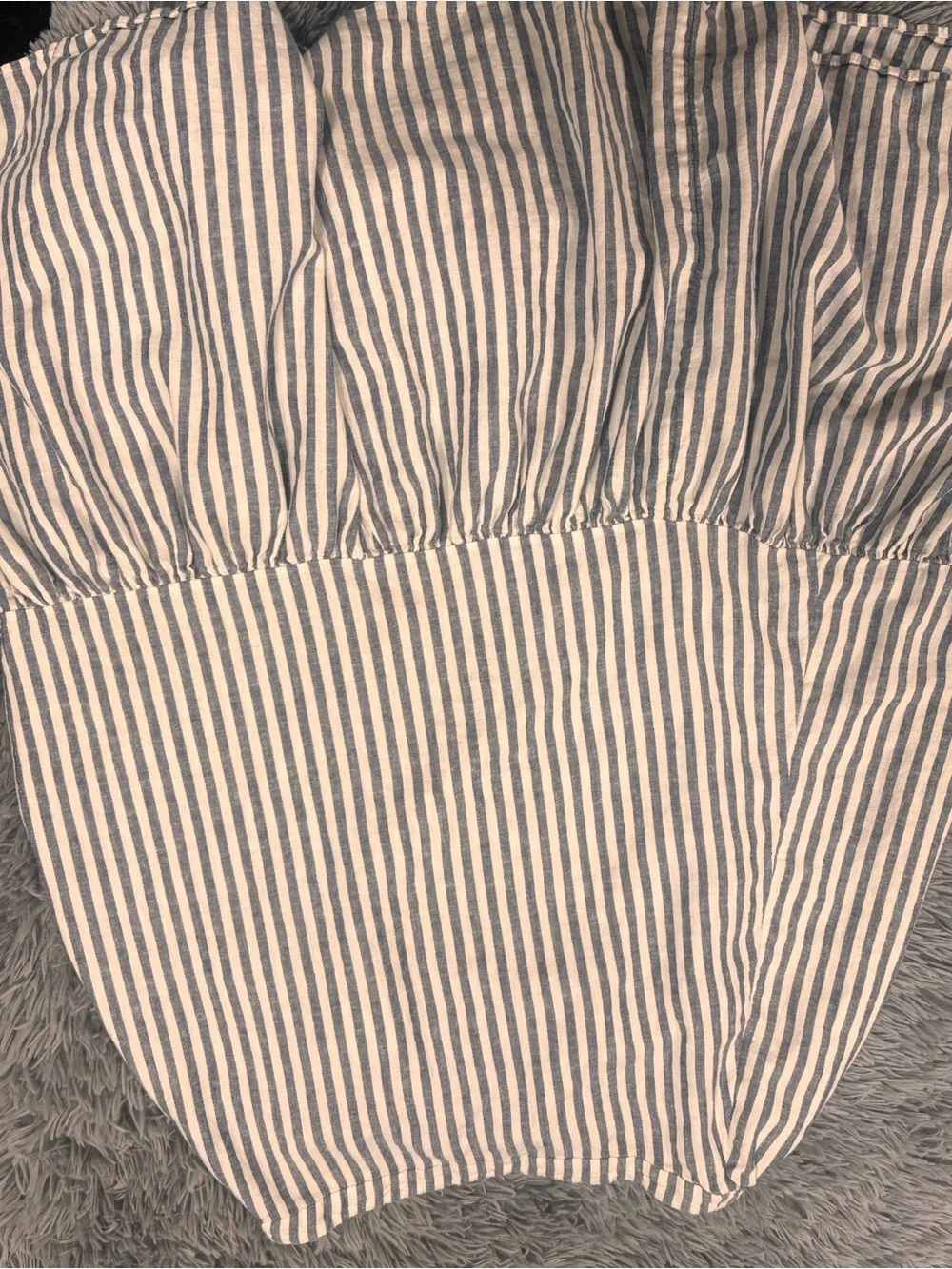 Caslon Blue and White Striped Tiered A-Line Midi Skirt-Size M - Picture 3 of 4